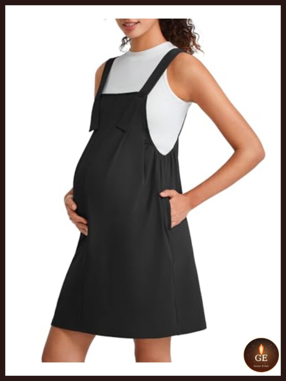 Maternity Overall Dress Adjustable Straps Jumpsuit with Pockets